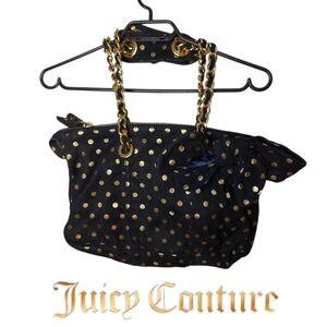 Juicy Couture Blue & Gold Vintage Rare Y2K Sheep Leather Purse With Bow
